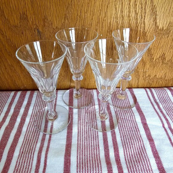 4 Vintage Cut Crystal Cordial Glasses 4.25" elegant faceted home bar 2oz designe - Picture 6 of 8